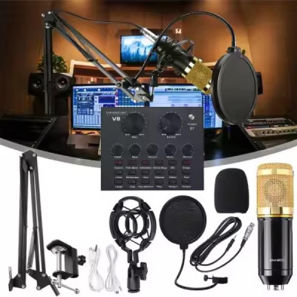 V8 Sound Card with Condenser Studio microphone 